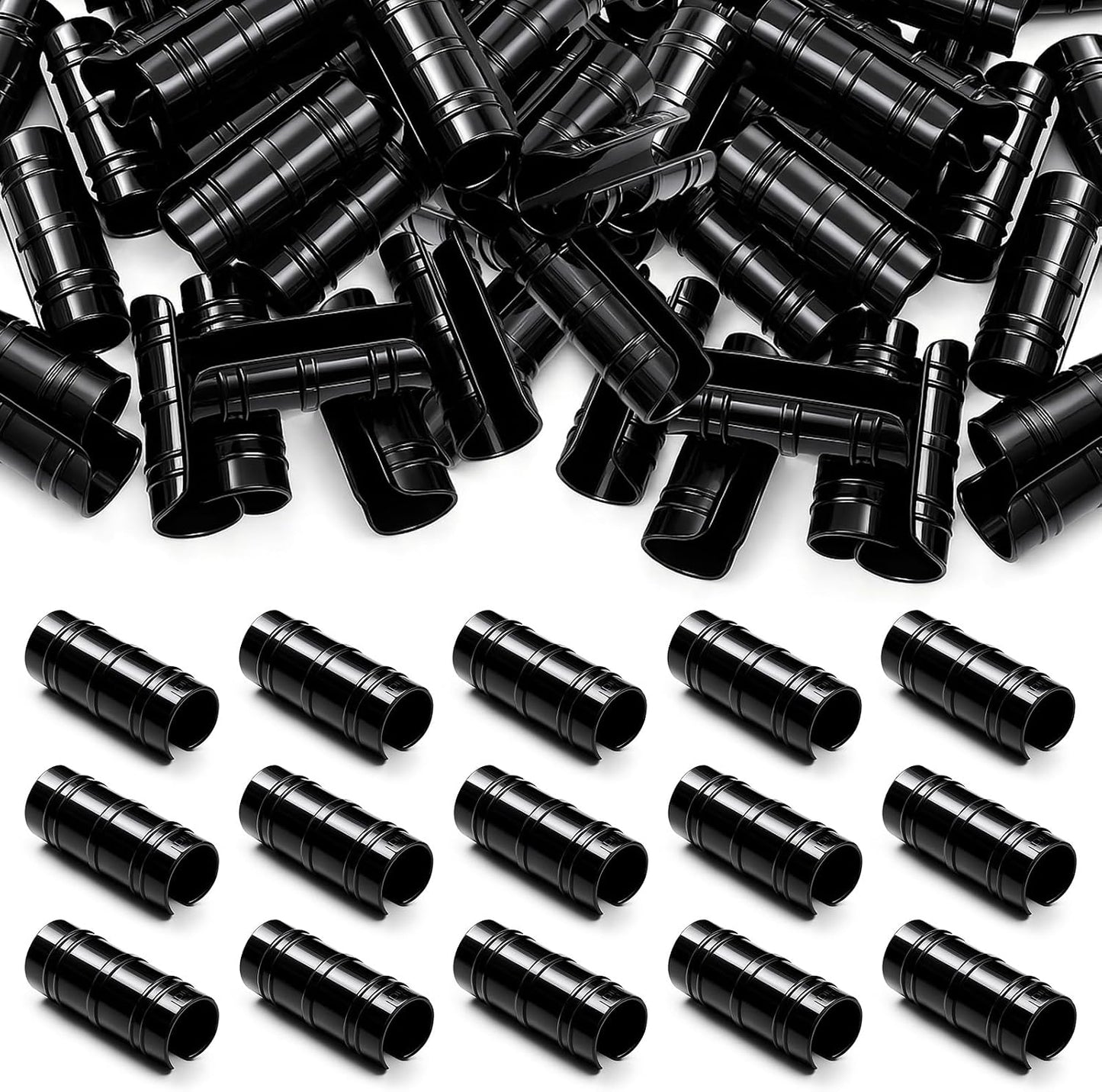 100 Pcs 1-1/4 Inch Greenhouse Clips, 32mm Black Plastic Clamp Garden Buildings Frame Snap PVC Pipe Tube Clips for Greenhouse Films Sunshade Nets Row Covers Shelters Fixing, Farming, Gardening