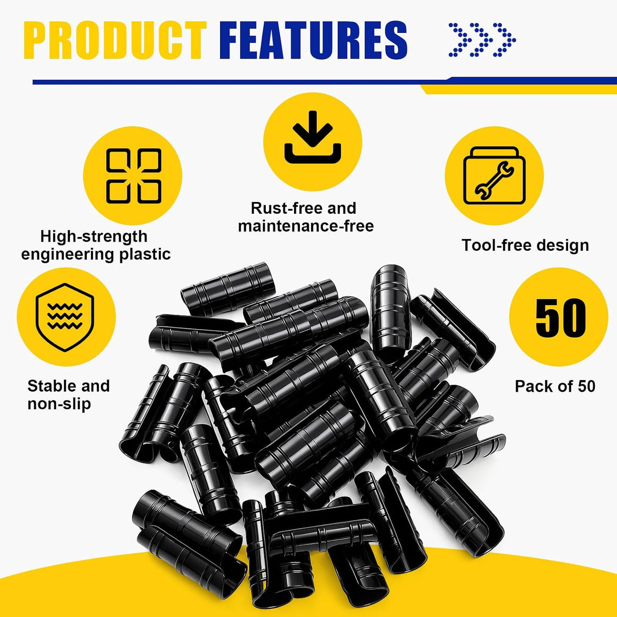 100 Pcs 1-1/4 Inch Greenhouse Clips, 32mm Black Plastic Clamp Garden Buildings Frame Snap PVC Pipe Tube Clips for Greenhouse Films Sunshade Nets Row Covers Shelters Fixing, Farming, Gardening