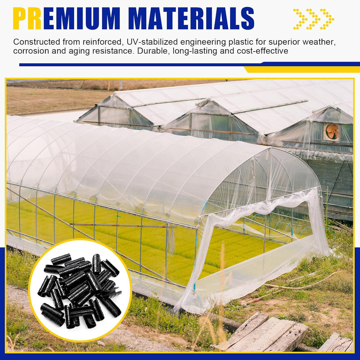 100 Pcs 1-1/4 Inch Greenhouse Clips, 32mm Black Plastic Clamp Garden Buildings Frame Snap PVC Pipe Tube Clips for Greenhouse Films Sunshade Nets Row Covers Shelters Fixing, Farming, Gardening