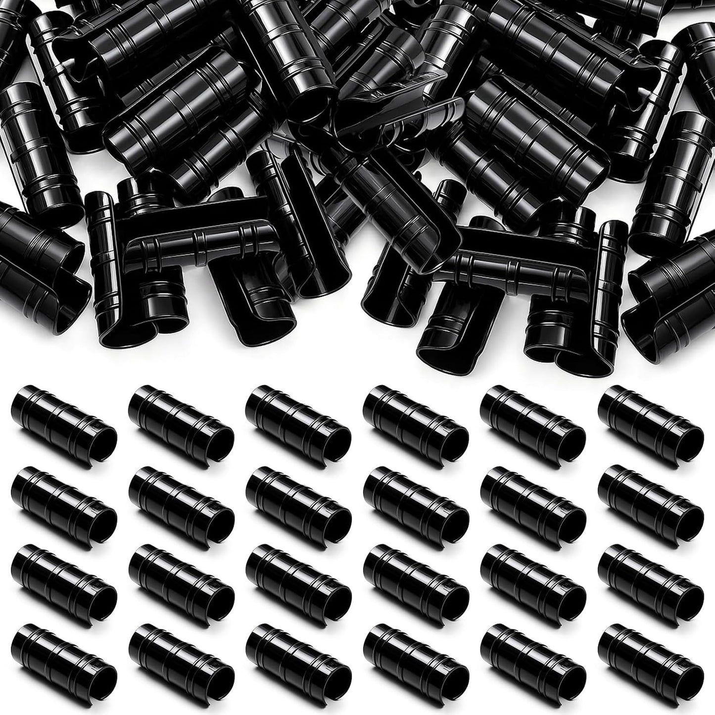 100 Pcs 1-1/4 Inch Greenhouse Clips, 32mm Black Plastic Clamp Garden Buildings Frame Snap PVC Pipe Tube Clips for Greenhouse Films Sunshade Nets Row Covers Shelters Fixing, Farming, Gardening
