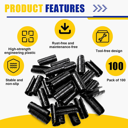 100 Pcs 1-1/4 Inch Greenhouse Clips, 32mm Black Plastic Clamp Garden Buildings Frame Snap PVC Pipe Tube Clips for Greenhouse Films Sunshade Nets Row Covers Shelters Fixing, Farming, Gardening