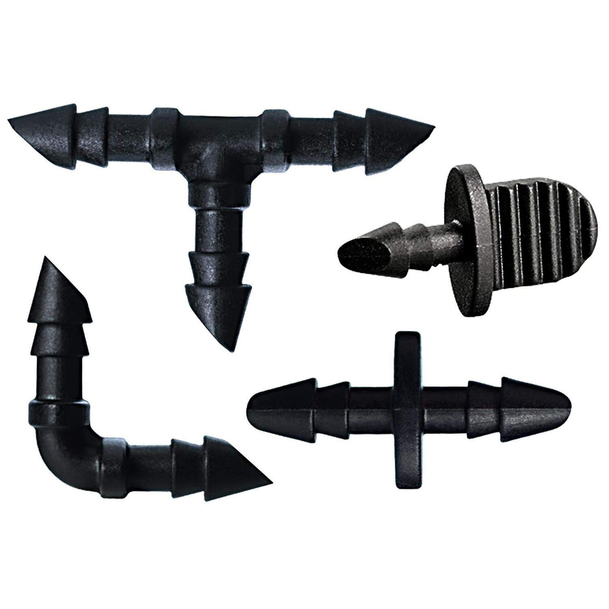 67431 1/4" Barb 30-Piece Drip Irrigation, Drip Fitting Assortment, 10 Couplings, 10 Plugs, 5 Tees, and 5 Elbows