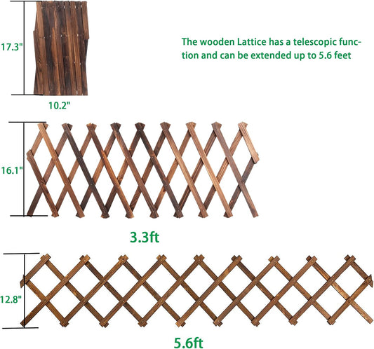 Extensible Natural Garden Wooden Fence Lattice, 75"x11.8", 2Pack