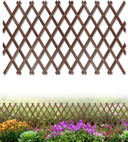 Extensible Natural Garden Wooden Fence Lattice, 75"x11.8", 2Pack