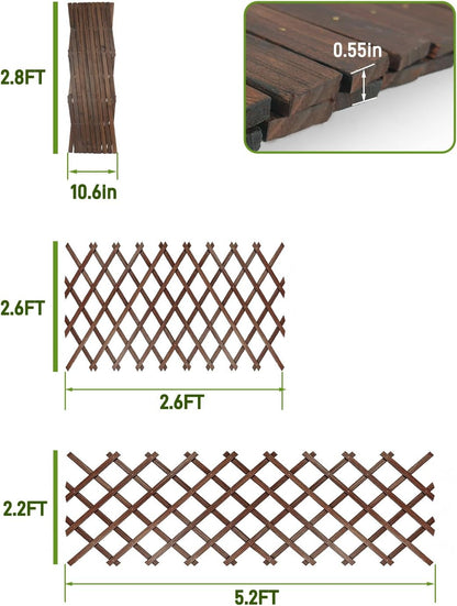 Extensible Natural Garden Wooden Fence Lattice, 75"x11.8", 2Pack