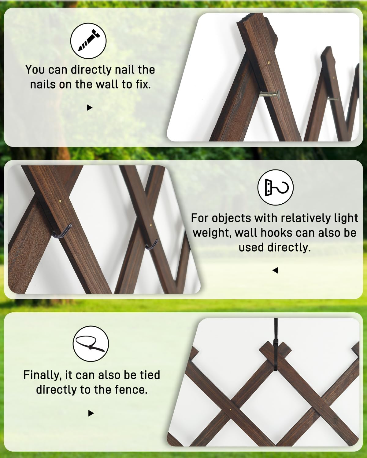 Extensible Natural Garden Wooden Fence Lattice, 75"x11.8", 2Pack