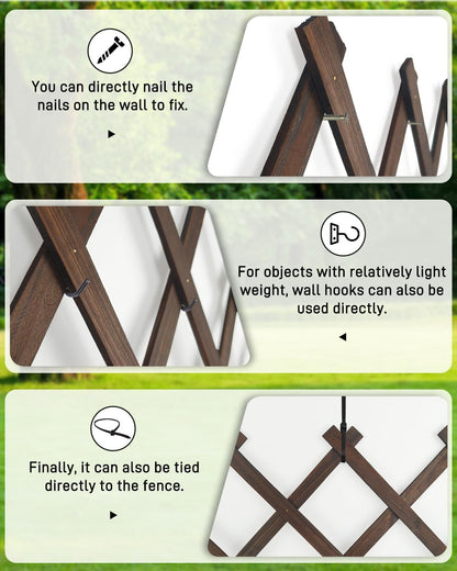 Extensible Natural Garden Wooden Fence Lattice, 75"x11.8", 2Pack