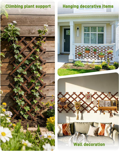 Extensible Natural Garden Wooden Fence Lattice, 75"x11.8", 2Pack