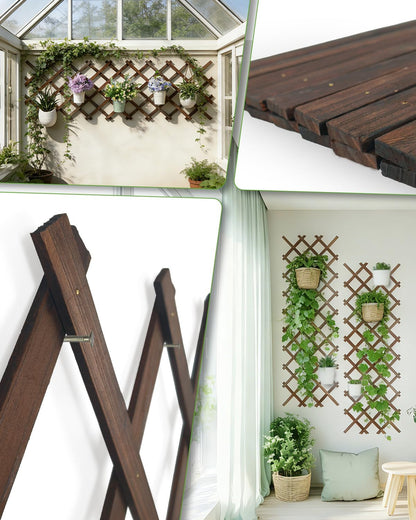 Extensible Natural Garden Wooden Fence Lattice, 75"x11.8", 2Pack