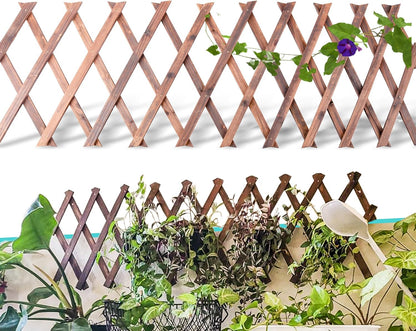Extensible Natural Garden Wooden Fence Lattice, 75"x11.8", 2Pack