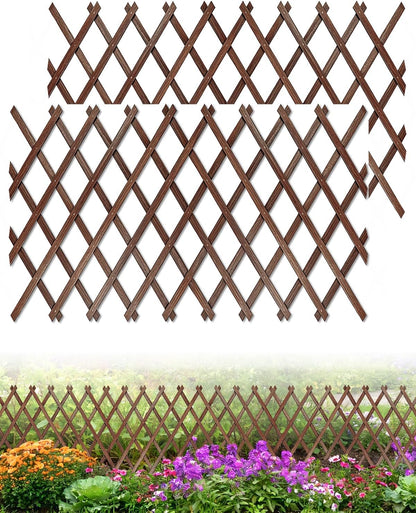 Extensible Natural Garden Wooden Fence Lattice, 75"x11.8", 2Pack