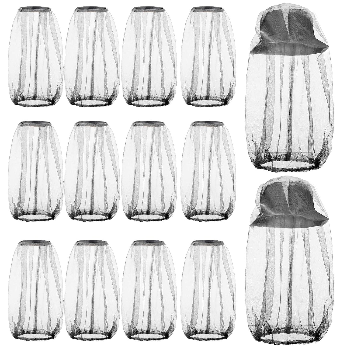 12 Pcs Mosquito Net Hat Face Netting Head Mesh Face Fly Netting Hood Protecting Sun and Fishing Hat Net for Men Women(Gray)
