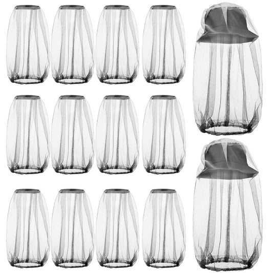 12 Pcs Mosquito Net Hat Face Netting Head Mesh Face Fly Netting Hood Protecting Sun and Fishing Hat Net for Men Women(Gray)