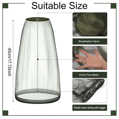 12 Pcs Mosquito Net Hat Face Netting Head Mesh Face Fly Netting Hood Protecting Sun and Fishing Hat Net for Men Women(Gray)