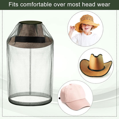 12 Pcs Mosquito Net Hat Face Netting Head Mesh Face Fly Netting Hood Protecting Sun and Fishing Hat Net for Men Women(Gray)