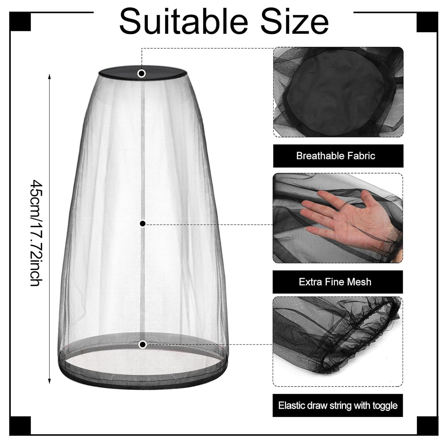 12 Pcs Mosquito Net Hat Face Netting Head Mesh Face Fly Netting Hood Protecting Sun and Fishing Hat Net for Men Women(Gray)