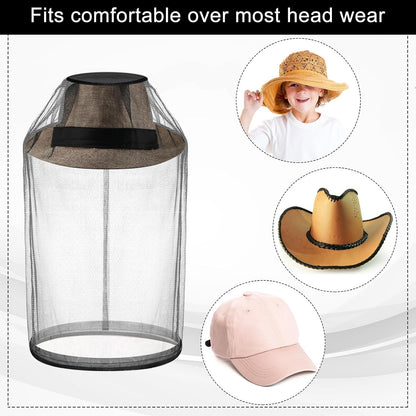 12 Pcs Mosquito Net Hat Face Netting Head Mesh Face Fly Netting Hood Protecting Sun and Fishing Hat Net for Men Women(Gray)