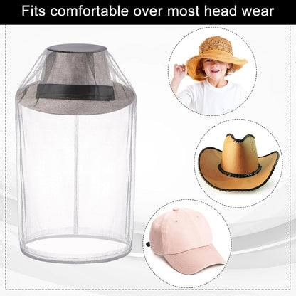 12 Pcs Mosquito Net Hat Face Netting Head Mesh Face Fly Netting Hood Protecting Sun and Fishing Hat Net for Men Women(Gray)