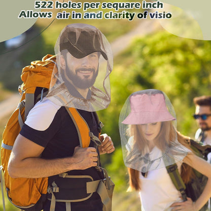 12 Pcs Mosquito Net Hat Face Netting Head Mesh Face Fly Netting Hood Protecting Sun and Fishing Hat Net for Men Women(Gray)