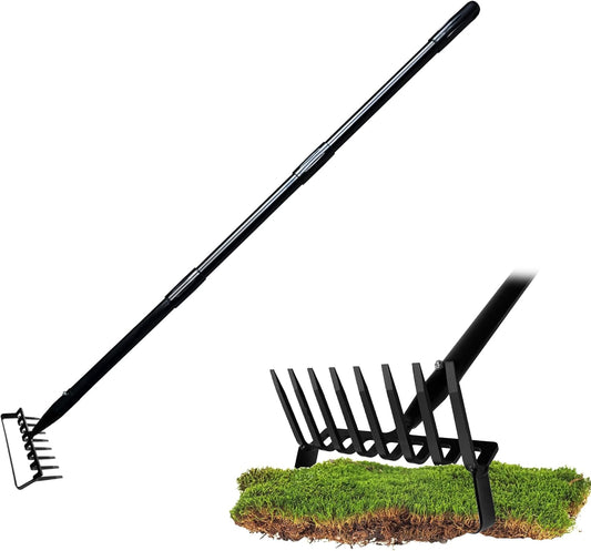 8-Tines Rake and Stirrup Hoe - Stainless Steel Cultivator for Gardening