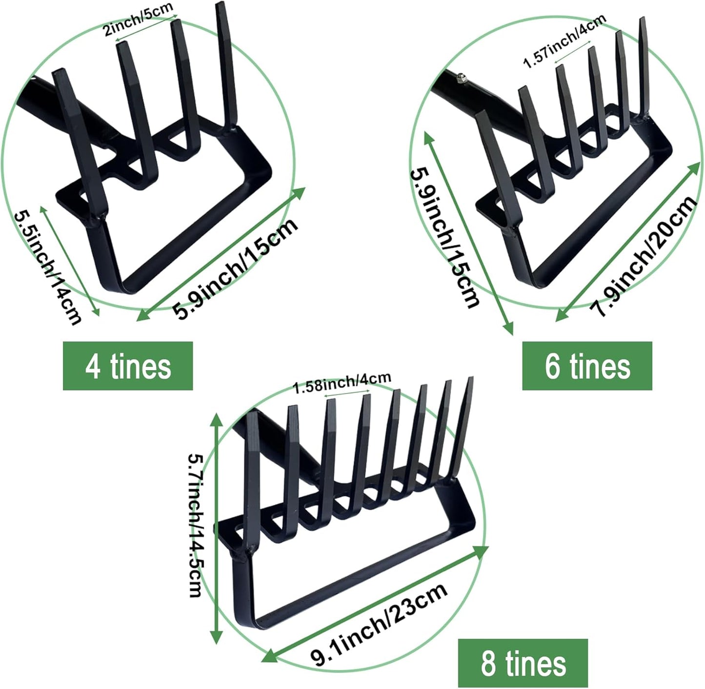 8-Tines Rake and Stirrup Hoe - Stainless Steel Cultivator for Gardening