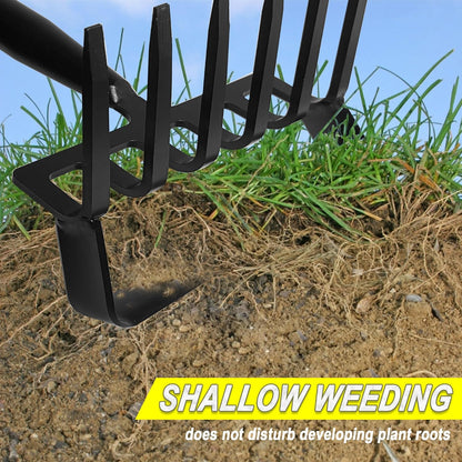 8-Tines Rake and Stirrup Hoe - Stainless Steel Cultivator for Gardening