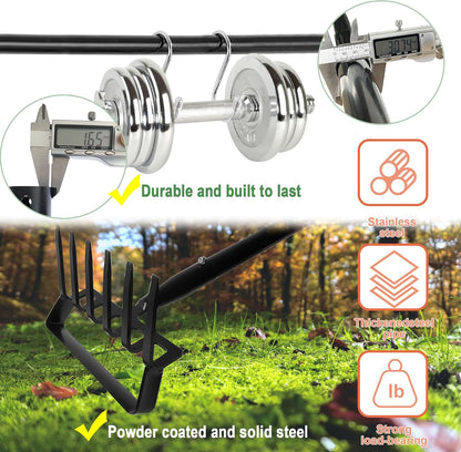 8-Tines Rake and Stirrup Hoe - Stainless Steel Cultivator for Gardening