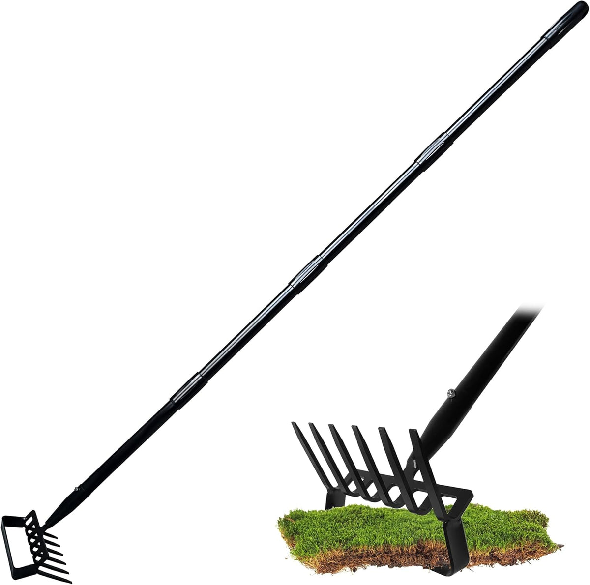 8-Tines Rake and Stirrup Hoe - Stainless Steel Cultivator for Gardening