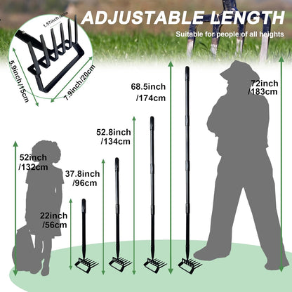 8-Tines Rake and Stirrup Hoe - Stainless Steel Cultivator for Gardening