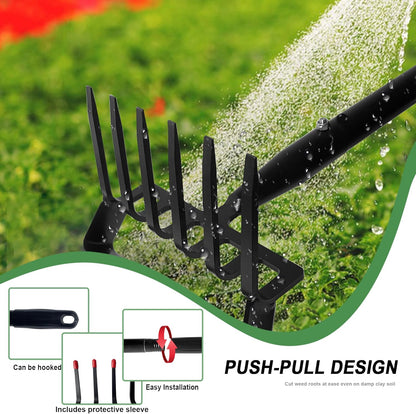 8-Tines Rake and Stirrup Hoe - Stainless Steel Cultivator for Gardening