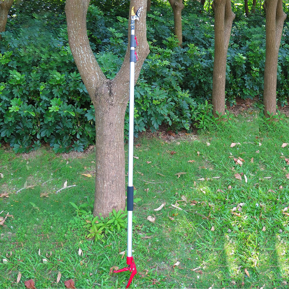 5.6-13 Foot Extendable Tree Pruner, Cut and Hold Pruning Trimmer, Long Reach Pole Saw, Telescoping Fruit Picker, Branches Bypass Lopper