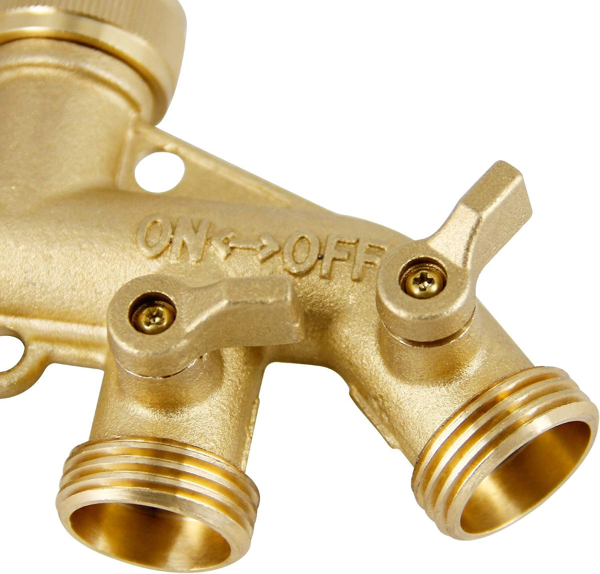 4 Way Brass Hose Splitter, 3/4" Brass Hose Faucet Manifold, Garden Hose Adapter Connector