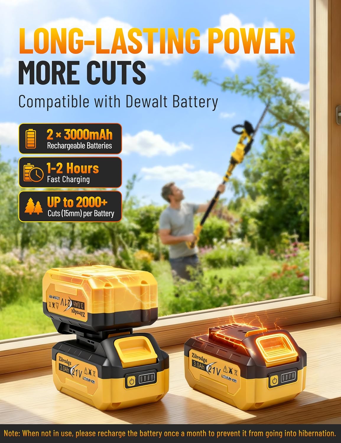 8 Inch/ 10 Inch Electric Pole Saws for Tree Trimming & Mini Chainsaw 4-IN-1, Cordless Pole Saw Battery Powered, Chain Saw with Extension Pole, Total Reach of Max 15ft, Limb Branch Cutter Pruner