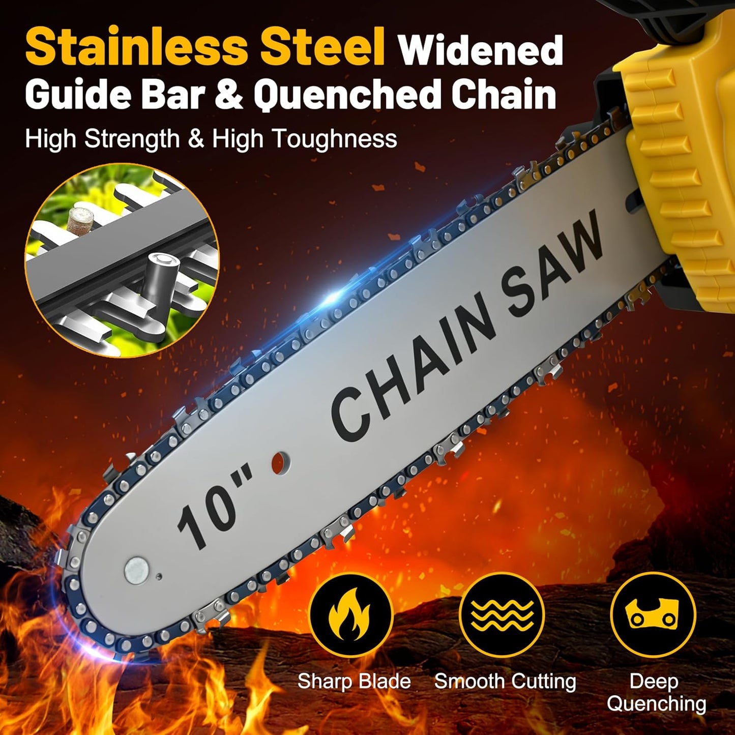 8 Inch/ 10 Inch Electric Pole Saws for Tree Trimming & Mini Chainsaw 4-IN-1, Cordless Pole Saw Battery Powered, Chain Saw with Extension Pole, Total Reach of Max 15ft, Limb Branch Cutter Pruner