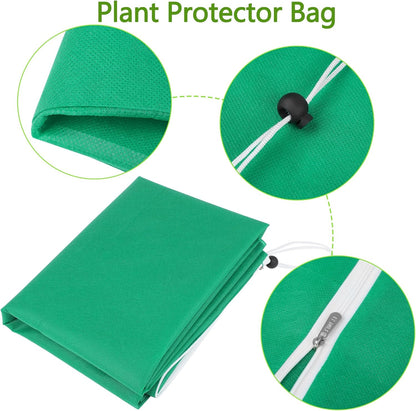 10 Pieces Plant Covers Freeze Protection Winter Plant Frost Cover with Drawstring and Zipper Large Plant Protector Bag for Frost Blankets Jacket for Outdoor Plant, Green, 31.5 x 47.2 Inch