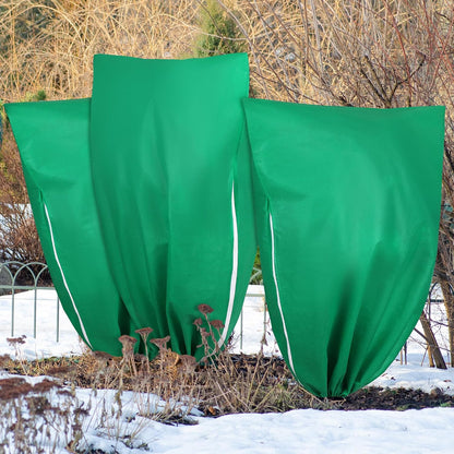 10 Pieces Plant Covers Freeze Protection Winter Plant Frost Cover with Drawstring and Zipper Large Plant Protector Bag for Frost Blankets Jacket for Outdoor Plant, Green, 31.5 x 47.2 Inch