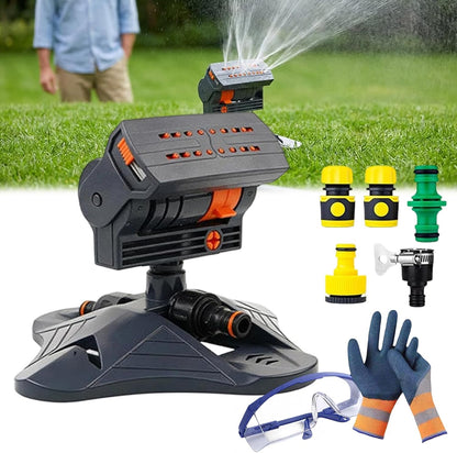 Adjustable Oscillating Sprinkler Wide Coverage, 16-Nozzle Oscillating Water Sprinkler with Large Base, 360° Turbo Orbit Mist Sprinklers System for Lawn Yard (Sprinkler)