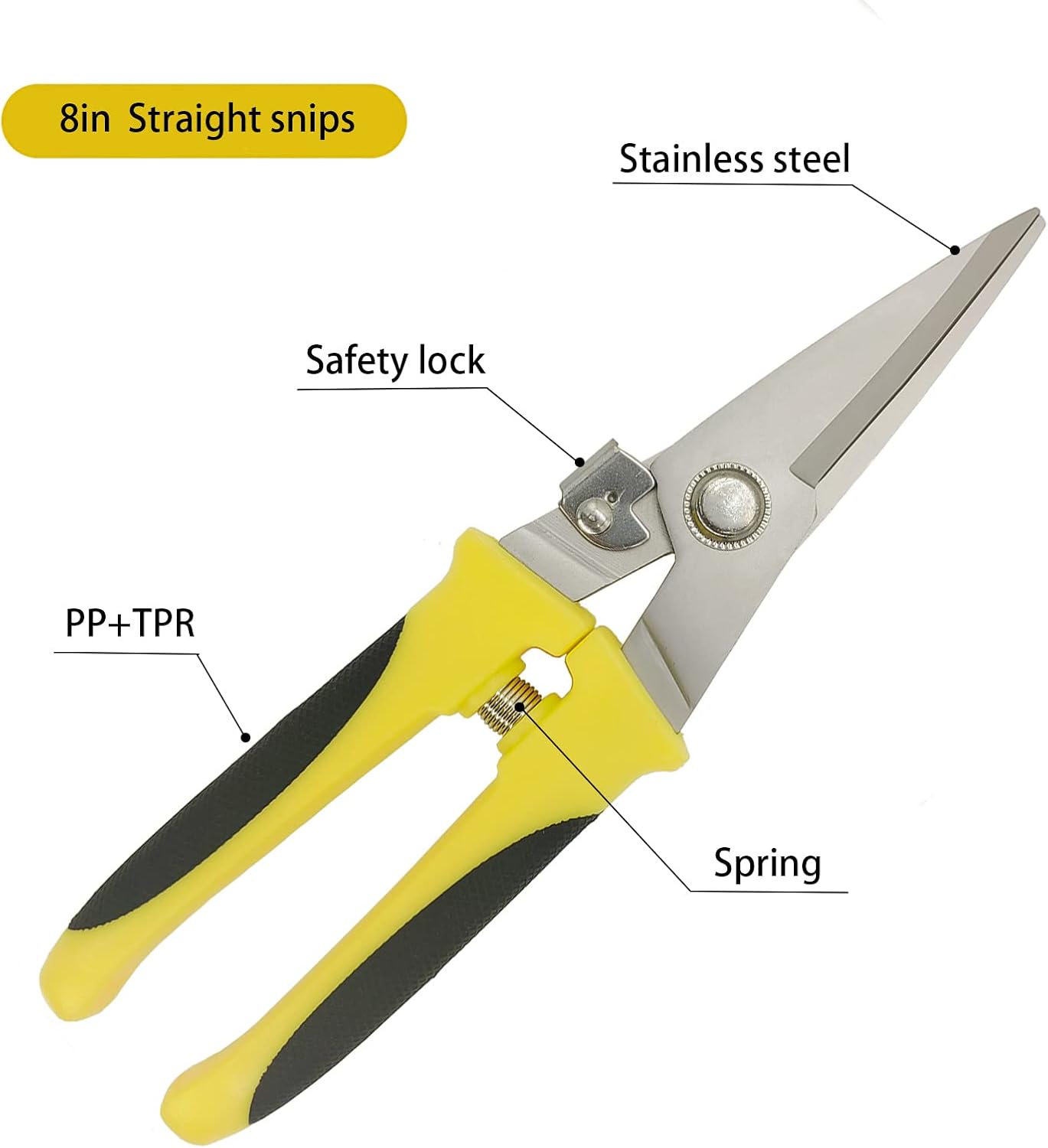 8 Inch Aviation Tin Snips, Heavy Duty Metal Cutter