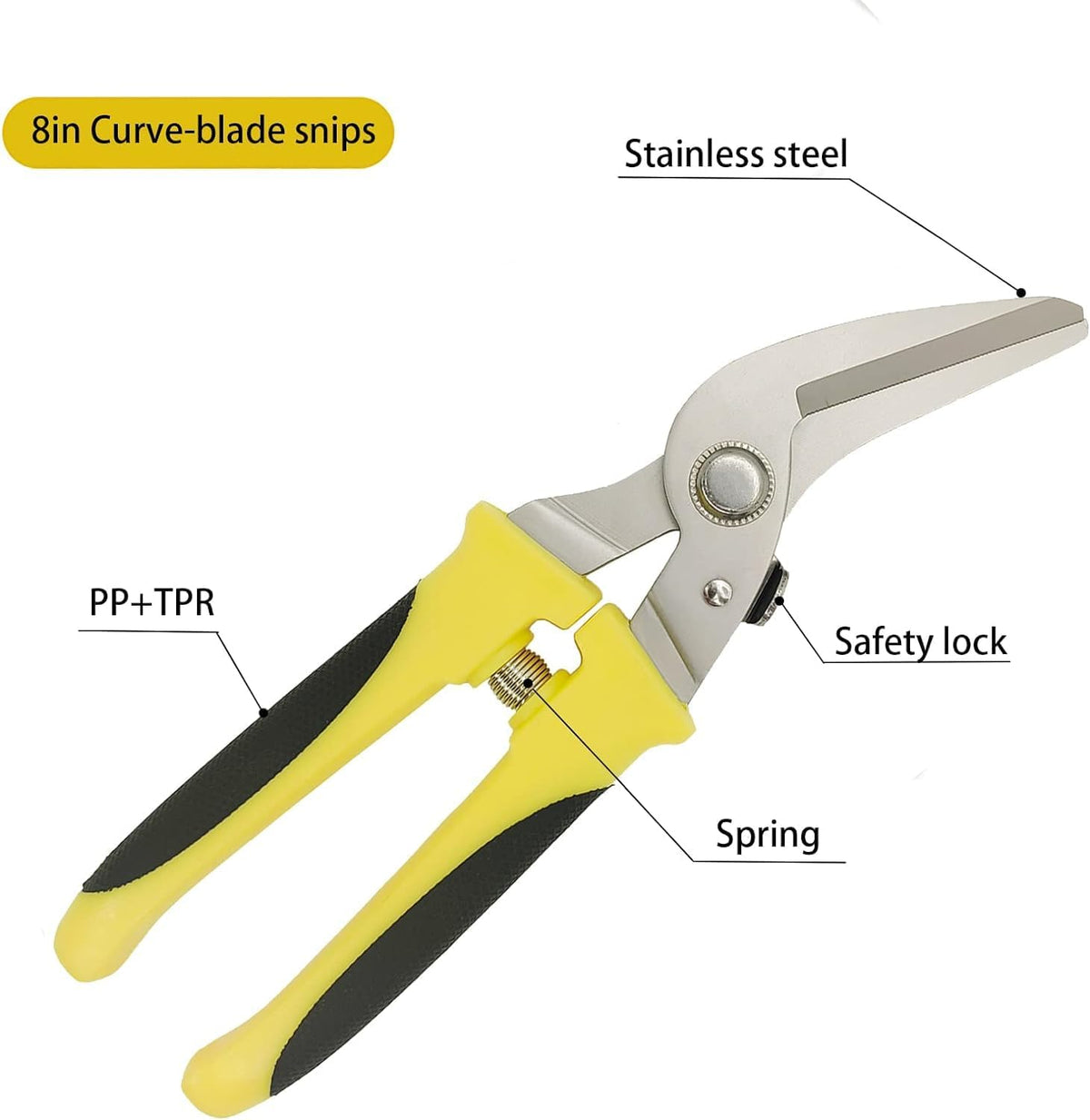 8 Inch Aviation Tin Snips, Heavy Duty Metal Cutter
