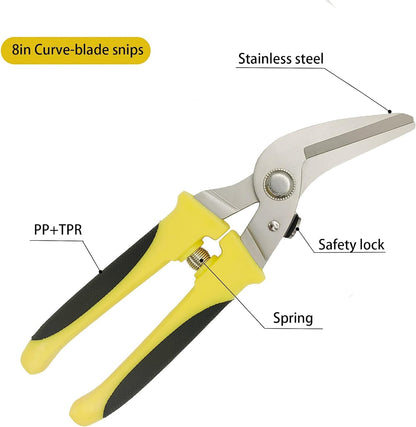 8 Inch Aviation Tin Snips, Heavy Duty Metal Cutter