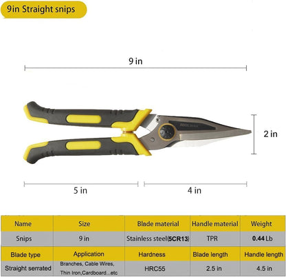 8 Inch Aviation Tin Snips, Heavy Duty Metal Cutter