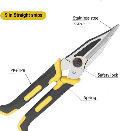 8 Inch Aviation Tin Snips, Heavy Duty Metal Cutter