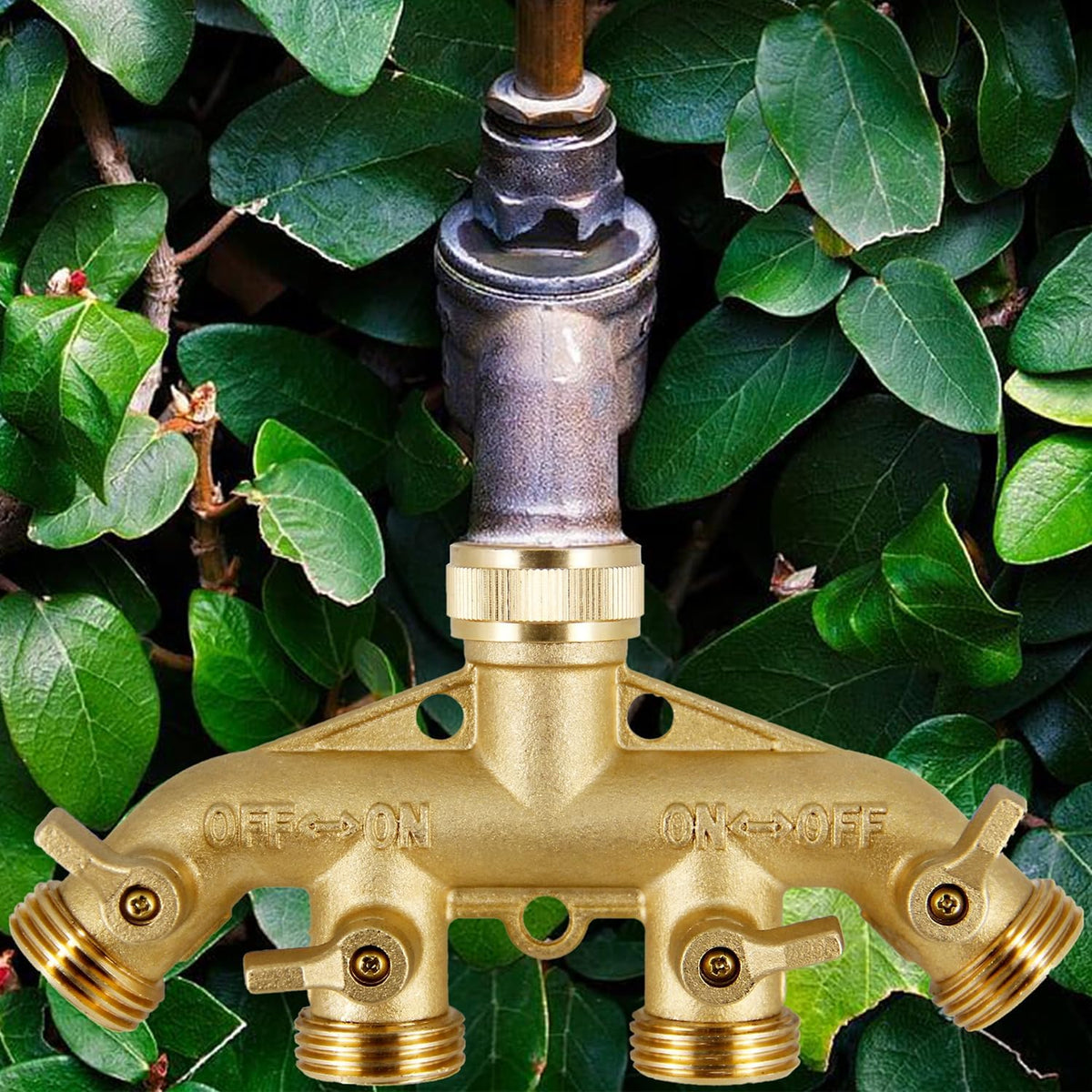 Triumpeek 4 Way Brass Hose Splitter, 3/4 Inch