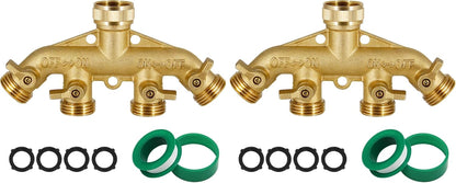 Triumpeek 4 Way Brass Hose Splitter, 3/4 Inch