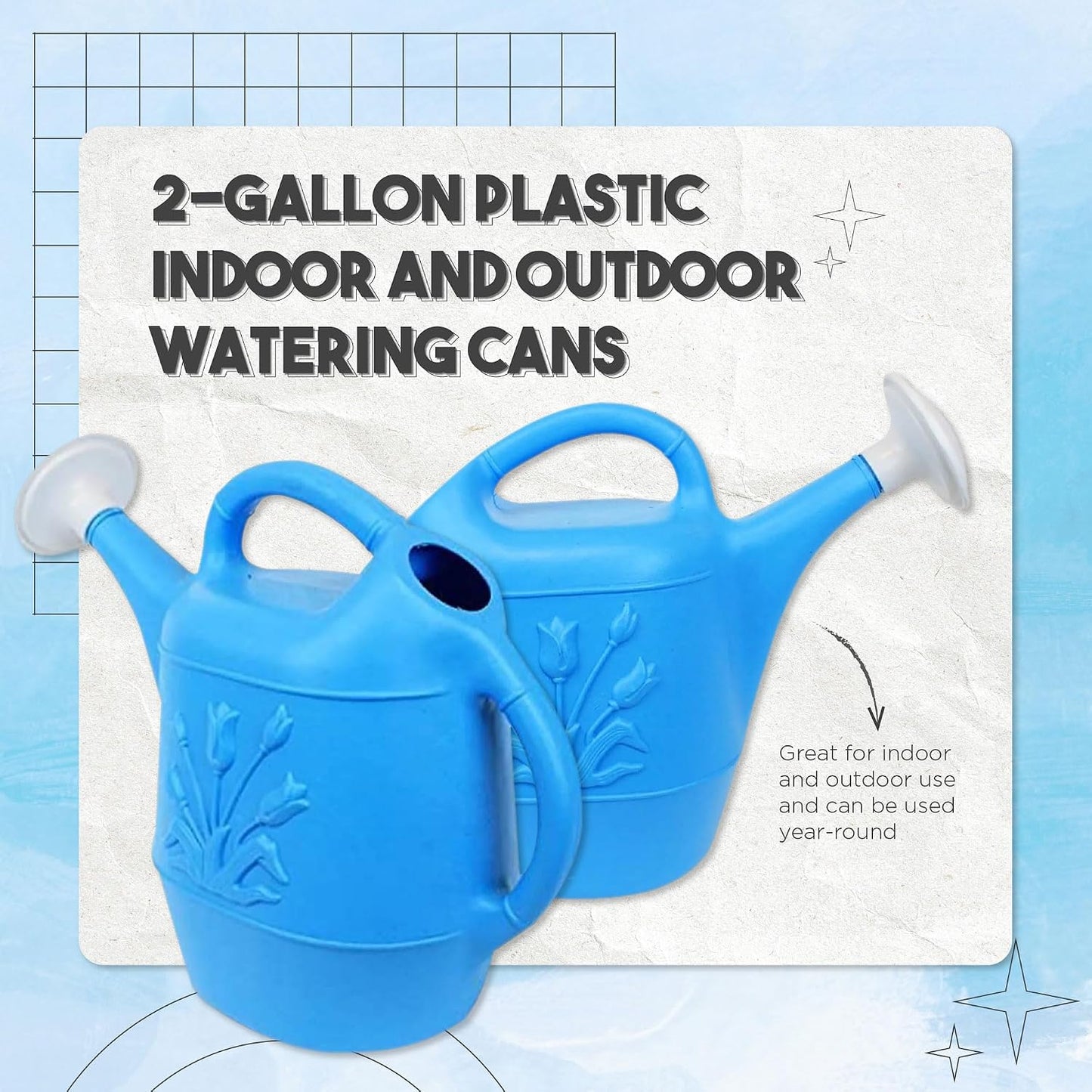 Union Products 63066 2 Gallon Indoor/Outdoor Watering Can, Caribbean Blue