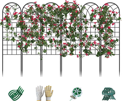 Garden Trellis for Climbing Plants, 3 Pack 38" Wx 64.6" H Rustproof Flower Trellis with Black Coating, Outdoor Climbing Rose Trellis Cucumbers Support for Courtyards Lawns (Curved Shape, 3 Pieces)