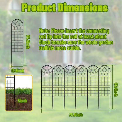 Garden Trellis for Climbing Plants, 3 Pack 38" Wx 64.6" H Rustproof Flower Trellis with Black Coating, Outdoor Climbing Rose Trellis Cucumbers Support for Courtyards Lawns (Curved Shape, 3 Pieces)