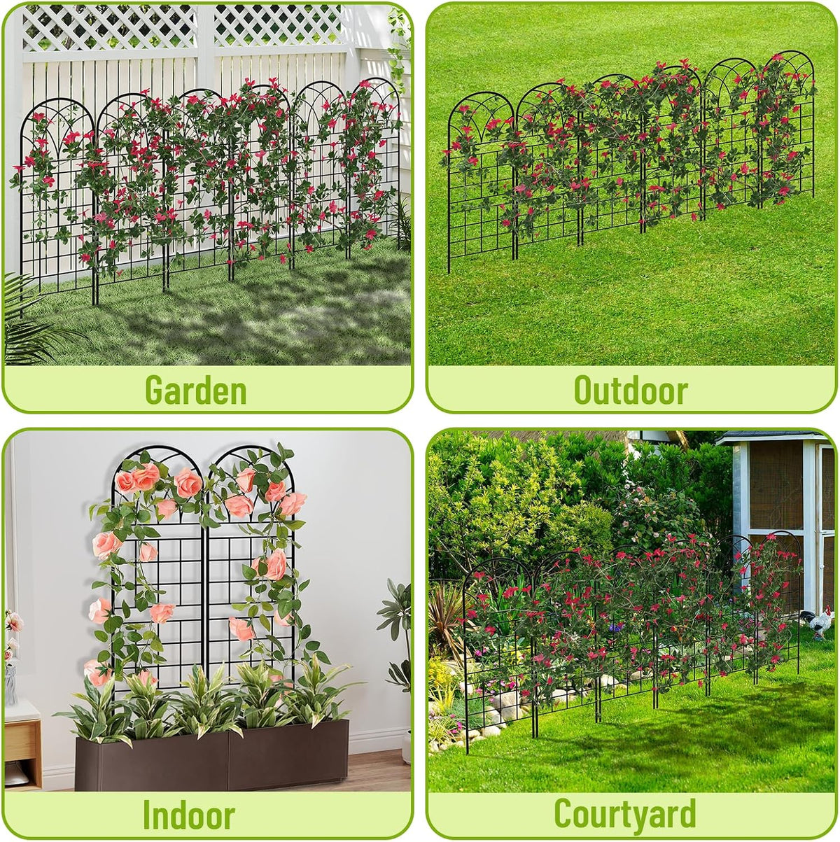 Garden Trellis for Climbing Plants, 3 Pack 38" Wx 64.6" H Rustproof Flower Trellis with Black Coating, Outdoor Climbing Rose Trellis Cucumbers Support for Courtyards Lawns (Curved Shape, 3 Pieces)