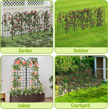 Garden Trellis for Climbing Plants, 3 Pack 38" Wx 64.6" H Rustproof Flower Trellis with Black Coating, Outdoor Climbing Rose Trellis Cucumbers Support for Courtyards Lawns (Curved Shape, 3 Pieces)