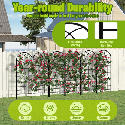 Garden Trellis for Climbing Plants, 3 Pack 38" Wx 64.6" H Rustproof Flower Trellis with Black Coating, Outdoor Climbing Rose Trellis Cucumbers Support for Courtyards Lawns (Curved Shape, 3 Pieces)